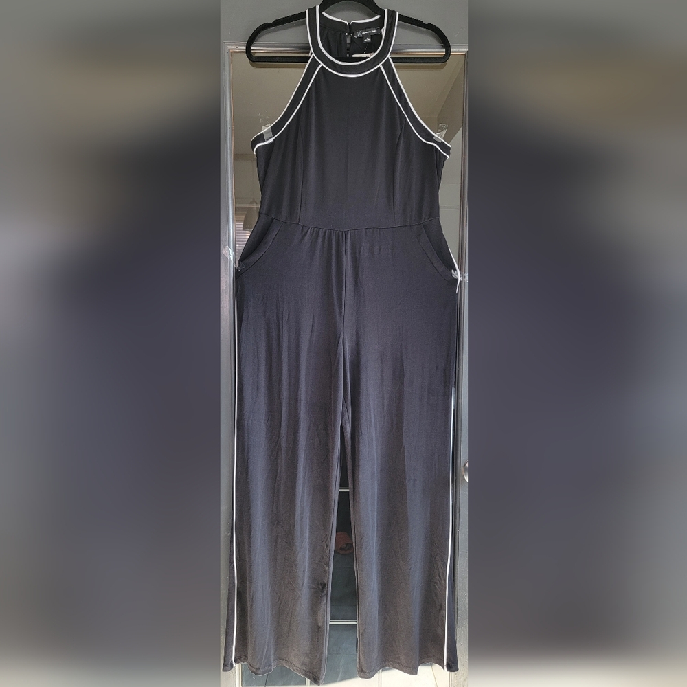 INC International Concepts Black and White Trim Jumpsuit